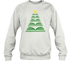 Book Christmas Tree Teacher Cozy Holiday Sweatshirt